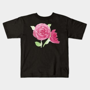 pink watercolour flowers watercolor flowers pink and purple flowers Kids T-Shirt